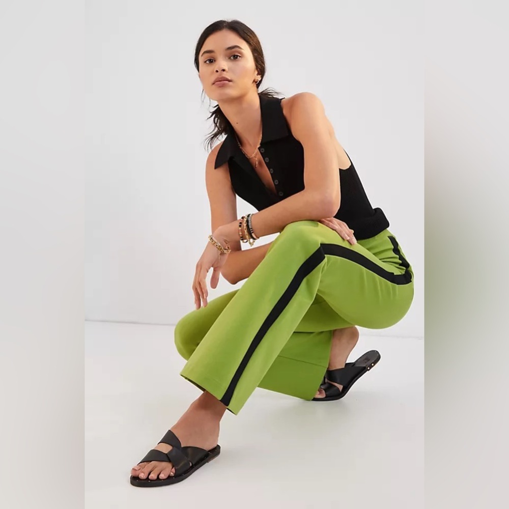 Anthropologie Green Wide Leg Pull On Pants sz M